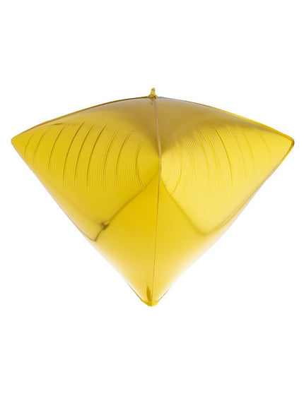 Folieballon diamant goud van 61 cm met vier glanzende folievlakken en punt onderaan