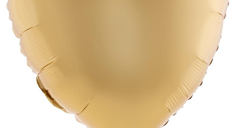 Folieballon hart goud in mat goud, hartvorm van 46 cm met vulopening onderaan
