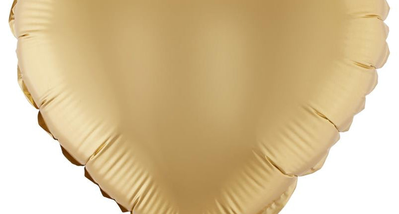 Folieballon hart goud met matte glans en doorzichtig stokje met houder, voor bruiloft of Valentijn