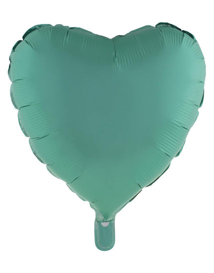 Folieballon hart groen van 52,7 x 46 cm, effen mat groen met vultuitje onderaan