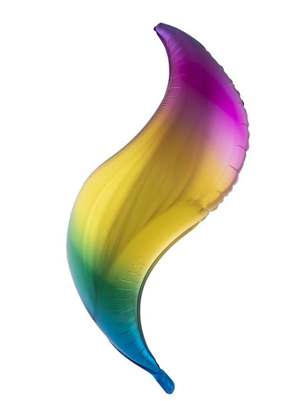 Folieballon regenboog S-vorm van 102 cm met kleurverloop van blauw en groen naar geel en paars