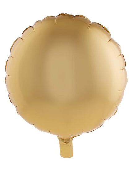 Folieballon rond goud 18 inch, effen goudkleurig met satijnglans en vulnippel aan de onderzijde