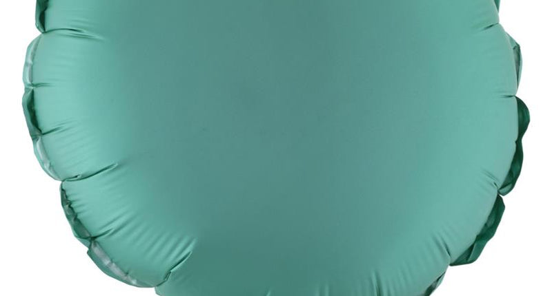 Folieballon rond groen van 28 cm op doorzichtig stokje met houder, effen groen met gelobde rand