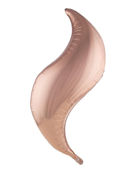 Folieballon S-vorm rosé koper van 102 cm, golvende curve van glanzend folie met vulopening onderaan
