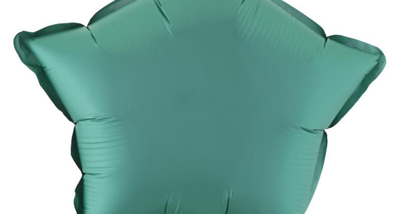 Folieballon ster groen van folie, 28 x 28 cm, op doorzichtig stokje met houder voor feestversiering