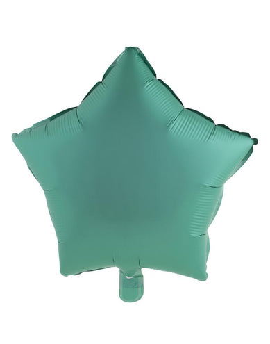 Folieballon ster groen met vijf punten, mat folie van 52,7 x 46 cm, voor feestversiering