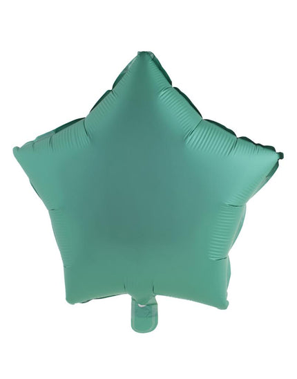 Folieballon ster groen met vijf punten, mat folie van 52,7 x 46 cm, voor feestversiering