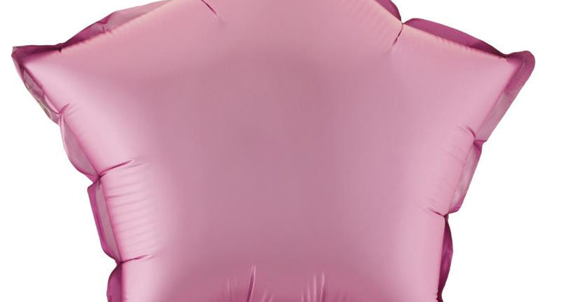 Folieballon ster roze van 28 cm met doorzichtige houder en wit stokje voor een verjaardag