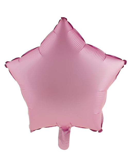 Folieballon ster roze met vijf punten en vulopening onderaan, 18 inch feestversiering