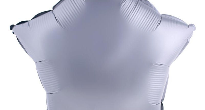 Folieballon ster zilver 18 inch, vijfpuntige folieballon met glanzend zilveren oppervlak en vulventiel onderaan