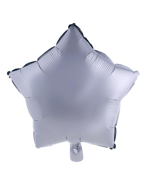Folieballon ster zilver 18 inch, vijfpuntige folieballon met glanzend zilveren oppervlak en vulventiel onderaan