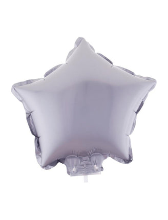 Folieballon ster zilver van folie met doorzichtig stokje en klemhouder, voor Oud en Nieuw