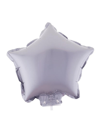 Folieballon ster zilver van folie met doorzichtig stokje en klemhouder, voor Oud en Nieuw
