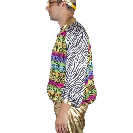 Fout disco jasje Urban zijaanzicht met zebraprint mouw en gouden manchet