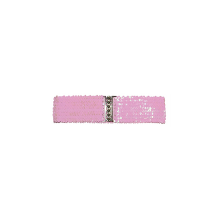 Roze paillettenriem, brede elastische band met zilverkleurig slot voor dames en heren