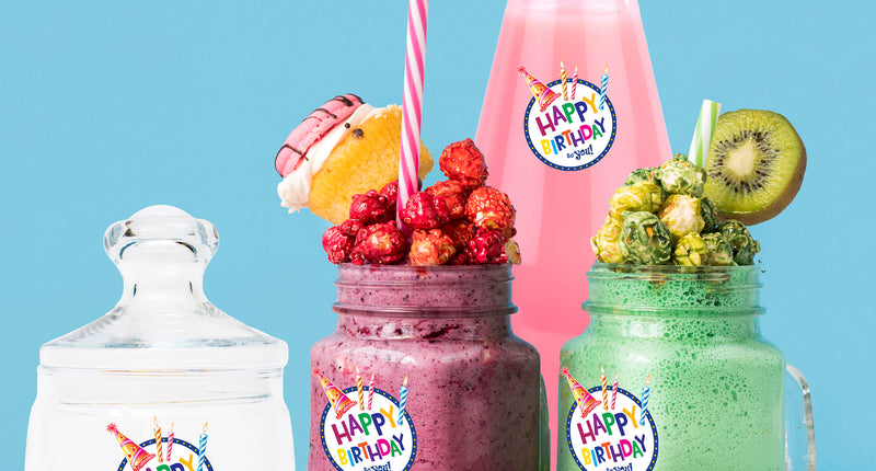 Funny Fashion Fles en glas stickers happy birthday 6 stuks