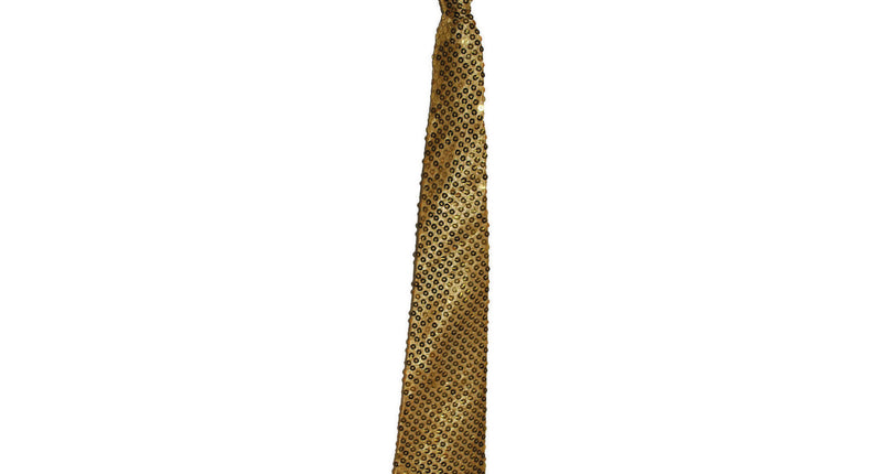 Funny Fashion Gouden glitter stropdas met pailletten