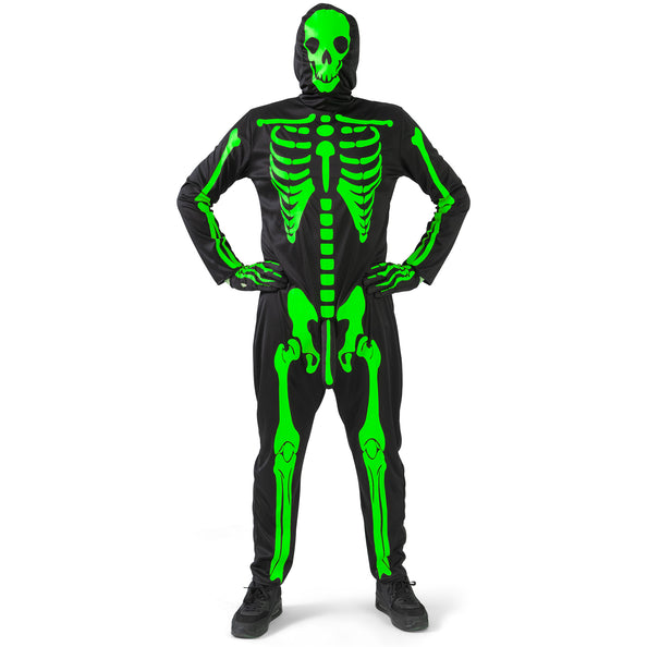 Funny Fashion Groen skelet pak met piemel