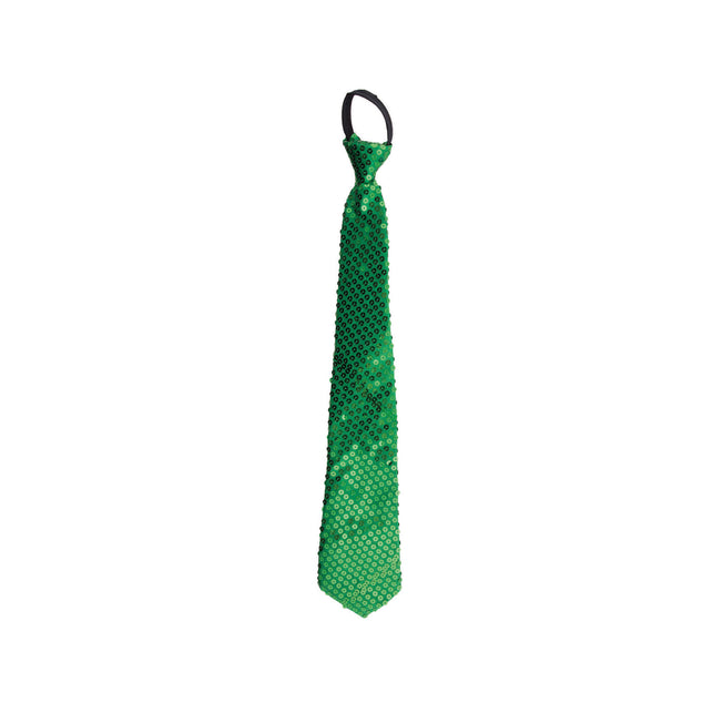 Funny Fashion Groene disco stropdas met pailletten