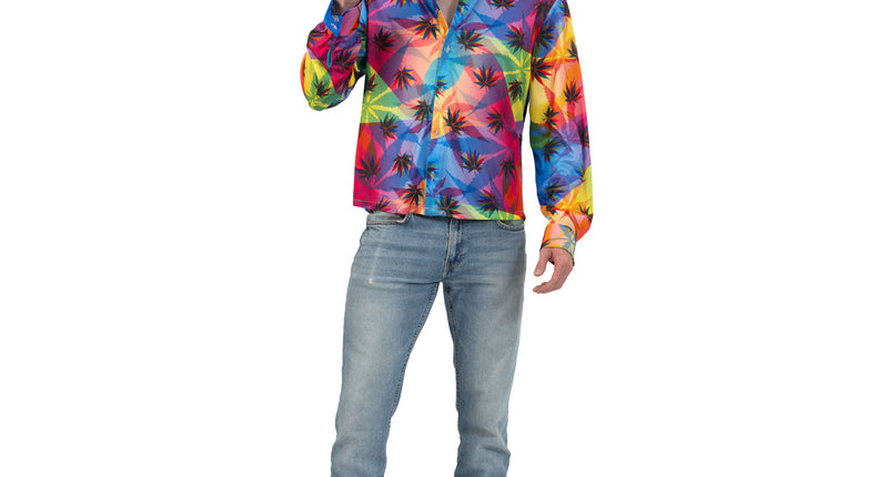 Funny Fashion Hippie shirt wiet bladeren heren