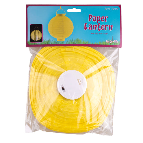 Funny Fashion Lampion papier geel 20cm met licht