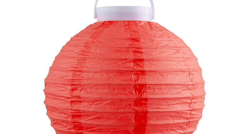 Funny Fashion Lampion van papier rood 20 cm met licht