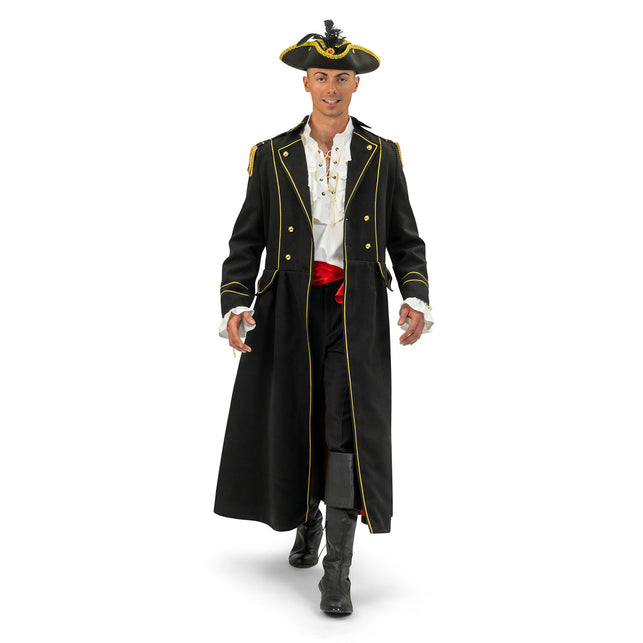 Funny Fashion Luxe piraten jas zwart heren Leo
