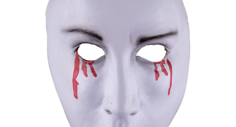 Funny Fashion Masker wit met bloedende ogen