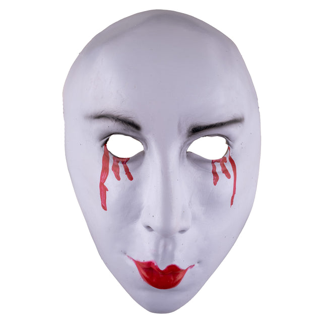 Funny Fashion Masker wit met bloedende ogen