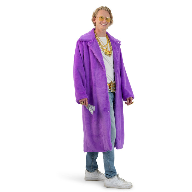 Funny Fashion Paarse Fluffy lange bont jas