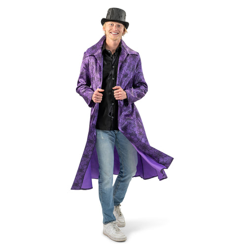 Funny Fashion Paarse jas met spinnenweb print heren