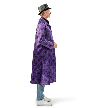 Funny Fashion Paarse jas met spinnenweb print heren