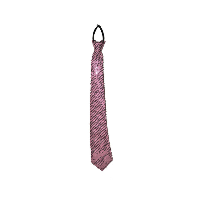 Funny Fashion Roze stropdas met pailletten