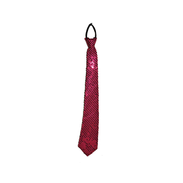 Funny Fashion Roze/Fuchsia party stropdas met pailletten