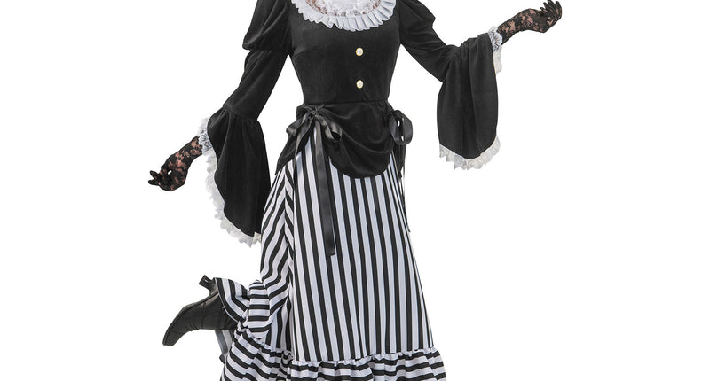 Funny Fashion Victoriaanse jurk dames zwart/wit