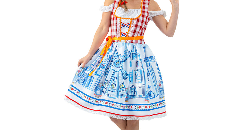 Funny Fashion Volendamse jurk Delfts blauw dames