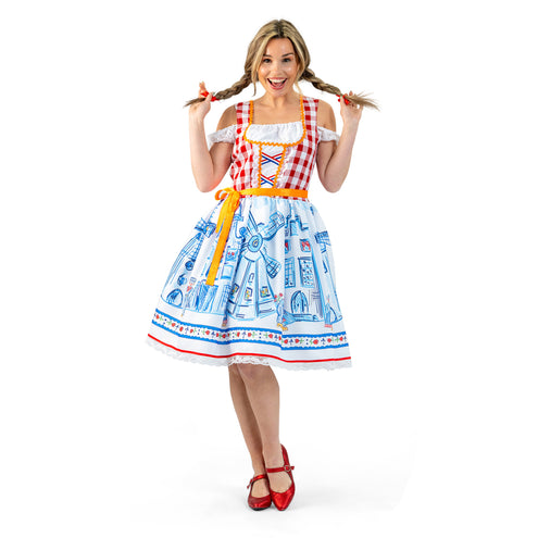 Funny Fashion Volendamse jurk Delfts blauw dames