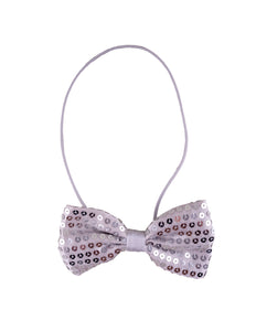 Funny Fashion Zilveren disco glitter strik met pailletten
