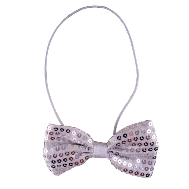 Funny Fashion Zilveren disco glitter strik met pailletten