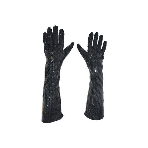 Funny Fashion Zwarte glitter handschoenen met pailletten 45cm
