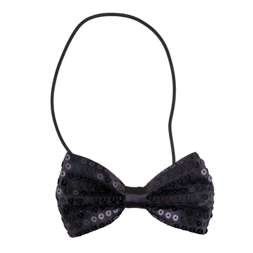 Funny Fashion Zwarte glitter vlinderdas met pailletten