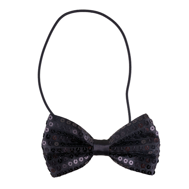 Funny Fashion Zwarte glitter vlinderdas met pailletten