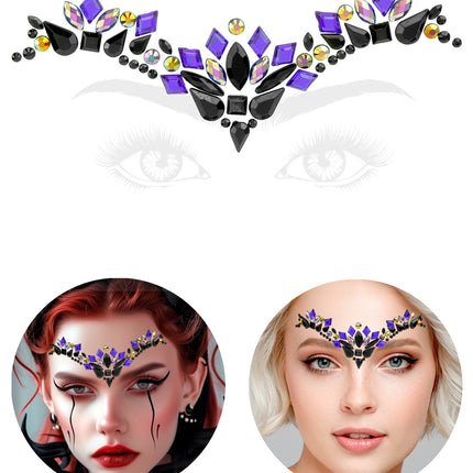 Gezichtsdecoratie maleficia Sanne los en op twee modellen gedragen voor Halloween
