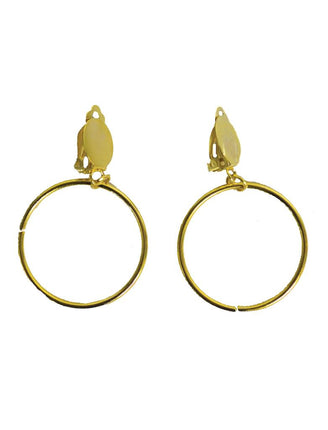 Gouden piraten oorbellen met grote ronde ring en clipsluiting, set van 2 voor een themafeest