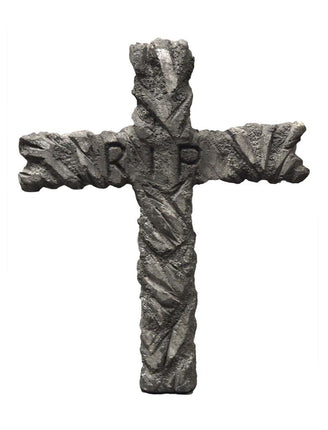 Grafkruis RIP grijs met ruwe steenlook en ingekerfde letters, decoratie voor Halloween