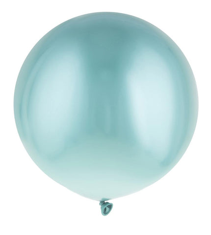 Groene chroomballon van latex met glanzende metaalachtige afwerking en dichtgeknoopte hals