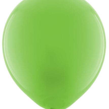 Groene latexballon uit de set van twaalf, effen groen voor je carnavalsdecor