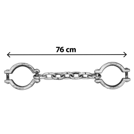 Handboeien Chainfall horizontaal met maataanduiding van 76 cm tussen de twee boeien