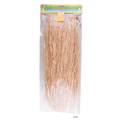 Hawaii rok naturel in verpakking, raffiaslierten met gevlochten taillekoord, 80 x 70 cm