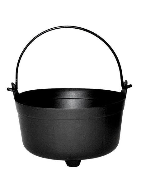 Heksen ketel in zwart met dunne beugel en ronde voet, decoratie voor Halloween